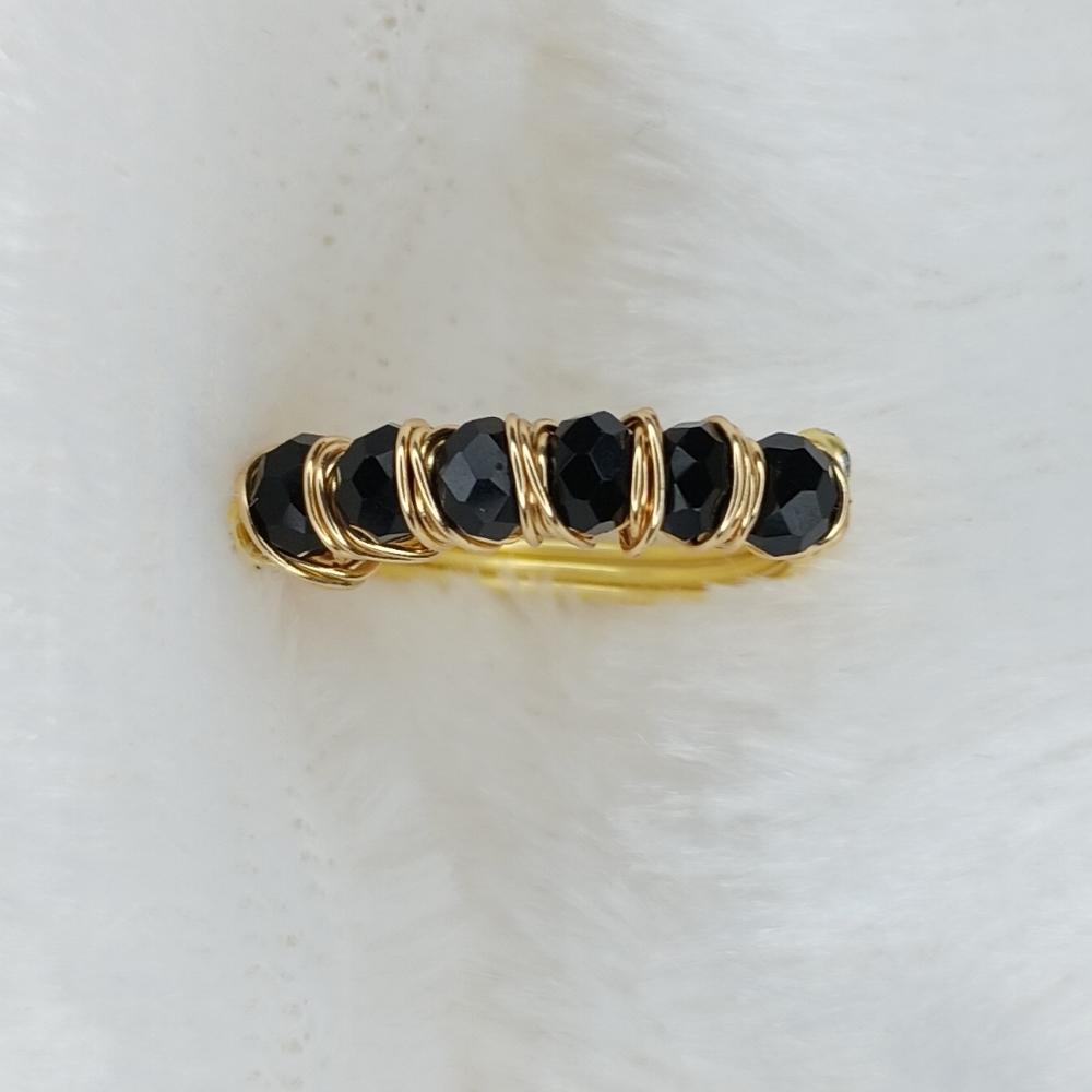 Handmade Wire Wrapped Crystals Ring Size 6